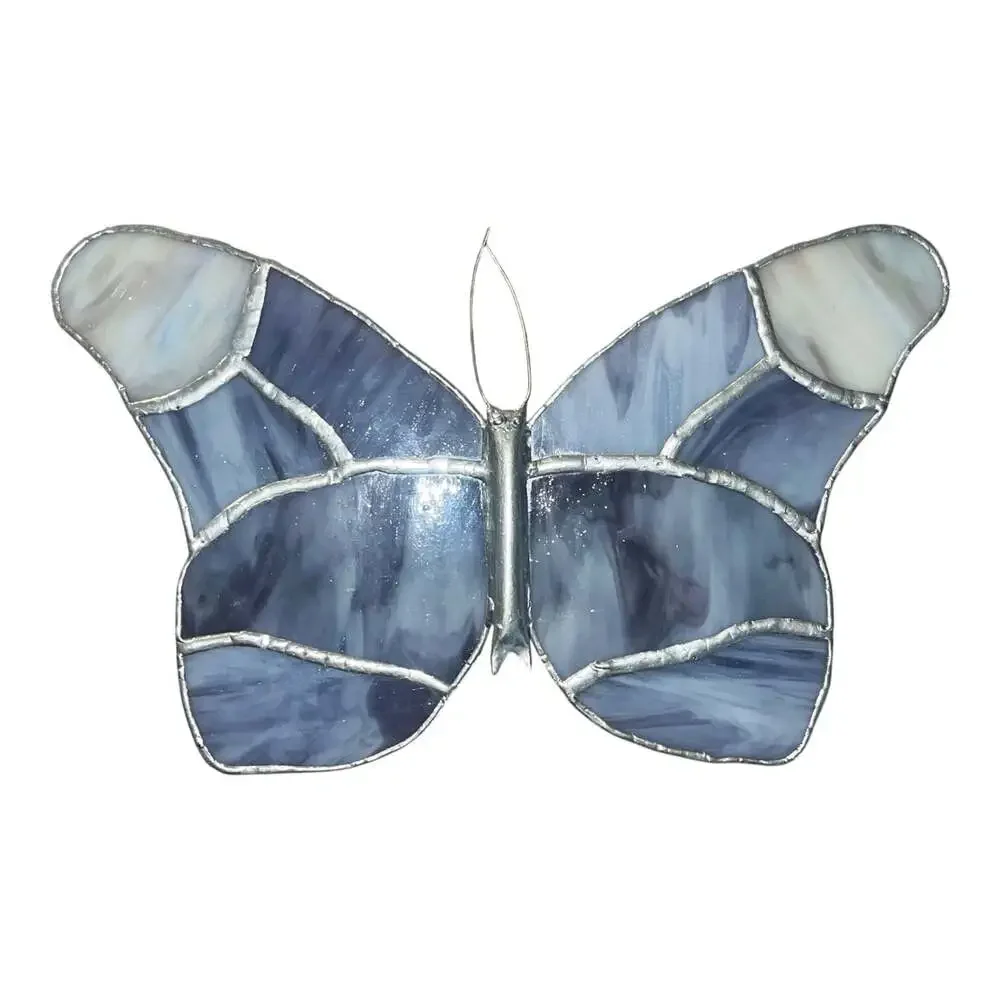 Vintage Handcrafted Stained Glass Butterfly decorative stand